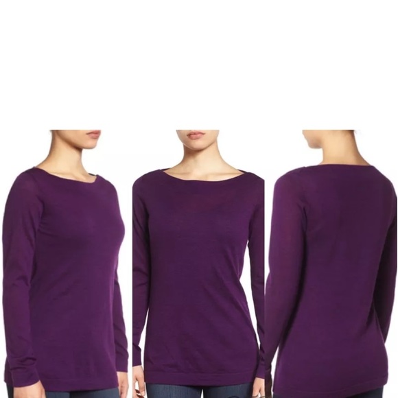 218.00 NWT EILEEN FISHER Merino Wool Jersey Top/Sweater XXS Hot color Beautiful - Picture 3 of 7